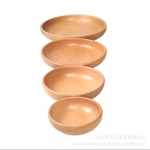 Beechwood Round <b>Tray</b> Set Solid Wood Shallow Dish For Fruit Dessert Serving Hotel Coffee <b>Tea</b> Use - Product Image 4