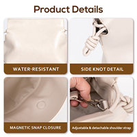 Sac à maquillage en cuir vegan personnalisé KONCAI, organiseur de cosmétiques de luxe avec design à nœuds, bandoulière réglable pour femmes
