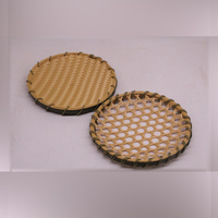 Panier de rangement rond en PP tissé à motif bambou, qualité alimentaire, facile à nettoyer, imperméable et durable pour biscuits, bonbons, noix et snacks