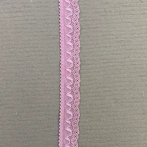 Customized Natural Pink Garment Accessory 2.5cm No Stretch Lace Trim Nylon Lace Trimming