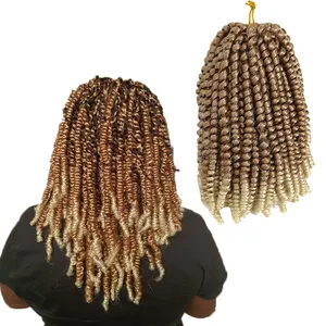 wholesale spring twist hair crochet synthetic ombre braiding hair extension 8 inch spring twist passion hair