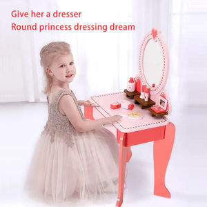 Nuevo tocador de madera rosa <span class=keywords><strong>para</strong></span> <span class=keywords><strong>niñas</strong></span> de color blanco con espejo y taburete, artilugios ricos, tocador <span class=keywords><strong>para</strong></span> niños, muebles, Juguetes - Product Image 2