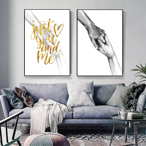 Quadro su Tela in Bianco e Nero con Mani Intrecciate, <span class=keywords><strong>Arte</strong></span> Murale, Poster e Stampe Nordiche per Soggiorno, Corridoio, Decorazione Casa - Product Image 1