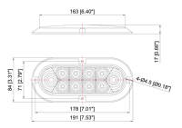 Montage de surface de lumière LED ovale de 6 ", feux stop/queue/tour 12v pour remorque