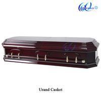 Ataúdes de Madera Estilo Americano en Color Caoba Sólida con Interior de Terciopelo Color Marfil y Diseños Personalizables para Entierro Funerario