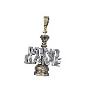 Pendentif Couronne Mind Game avec Strass en Cristal Moissanite + Argent 925 Bijoux Hip Hop Unisexe Cadeau BRILLIANT DIAMANT BP-324 - Product Image 1