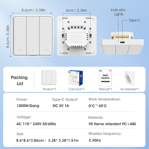 Langyeao nút thông minh chuyển đổi ứng dụng giọng nói Alexa Google Home tuya nhà thông minh không dây Wifi + RF433 nhà thông minh (với Trung tính) - Product Image 6