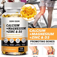 VitaHall OEM Ca mg Zn D3 Soutien Immunitaire Carbonate de Calcium Magnésium Zinc Vitamine D3 Capsules Molles de Qualité Alimentaire 120 Capsules