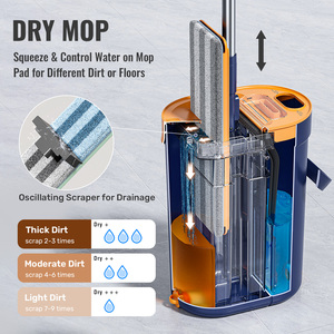Homettler AMZ Mop Piatto e Secchio per Pulizia Pavimenti con Separazione Sporco-Pulito, in Microfibra, con Ricambio Panno Mop e Strizzatore Automatico, ad Alto Rendimento - Product Image 4
