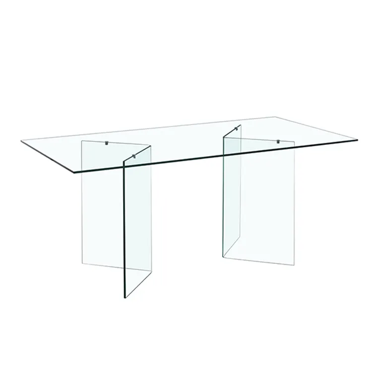 Đồ Nội Thất Giá Rẻ Lớn Hiện Đại Nhân Đôi Rõ Ràng Vuông Tempered Glass Top Bàn Ăn