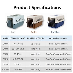 Transportadora de Mascotas CA500 Aprobada por Aerolíneas, Jaula de Viaje <span class=keywords><strong>para</strong></span> <span class=keywords><strong>Perros</strong></span> y Gatos, Cumple con la Normativa IATA, Apilable, de Plástico PP, con Ruedas y Puerta Metálica - Product Image 6