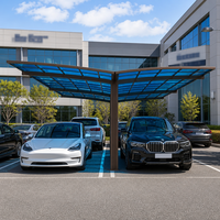Abri de stationnement pour 2 voitures Angye, moderne et luxueux, personnalisé pour villa, avec toit en aluminium thermolaqué et auvent imperméable