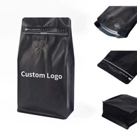 Sacs à café vides à fond plat imprimés sur mesure, capacité de 250 g, 500 g, 1 kg, valve réutilisable pour les grains de café, l'emballage des aliments pour animaux de compagnie