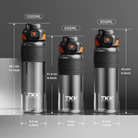 Bouteille d'eau de sport Tritan sans BPA de 1000 ml avec paille amovible, anti-fuite, 34 oz, avec manchon en silicone antidérapant – Vente en gros