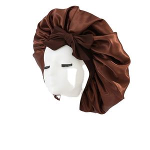 Gorro de Dormir de Satén para Mujer, Aspecto de Seda, Doble Capa, Cinta para Atar de 35 cm de Diámetro, para Cabello Rizado, Moda para las Cuatro Estaciones - Product Image 1