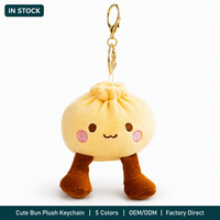 Porte-clés en peluche Baozi mignon en gros, breloque animal en peluche en forme de pain vapeur, décoration de sac, logo personnalisé EN71 CE CPC OEM ODM
