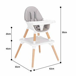 Chaise haute multifonctionnelle détachable pour bébé, réglable en hauteur, en bois, pour le jeu et les repas - Product Image 3