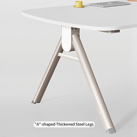 Table de réunion minimaliste blanche, plateau bicolore, forme rectangulaire arrondie, bureau de conférence, taille personnalisable