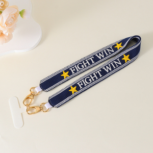 Lanière de téléphone personnalisée avec slogan brodé, tissée, légère et douce, avec double boucle, support de sac à main, lanière courte pour femmes - Product Image 2