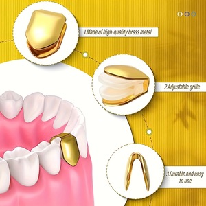 Grillz Dorado de un Solo Diente para Fiesta, Decoración Dental de Moda Hip Hop, Diseño Geométrico Unisex 1G-06 - Product Image 2