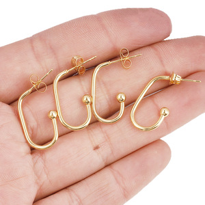 Pendientes de aro en forma de U de acero inoxidable, Color dorado, diseño geométrico, joyería de moda para mujer, accesorios H1363 - Product Image 2