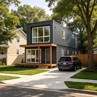 Maison modulaire préfabriquée en conteneurs maritimes sur deux étages, maison moderne en conteneurs pour résidence familiale en banlieue