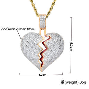 Collar SQ con Colgante de Corazón Personalizado, Estilo Europeo Americano, para Parejas, Corazón Roto, Corazón Desgarrado - Product Image 6