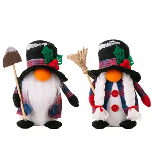 圣诞雪人侏儒装饰品家居圣诞长筒袜地幔圣诞水牛格子雪人女性礼物