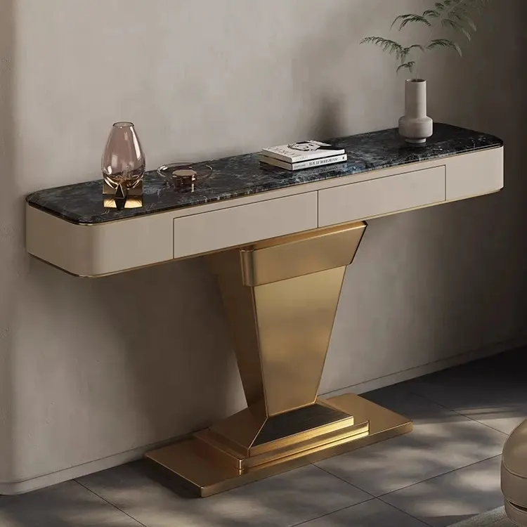 NOVA lusso Gold Entryway tavolo moderno marmo Design Console tavoli con cassetti mobili per la casa