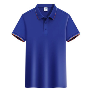 Polo de Color Sólido con Ribete en Contraste de Algodón, Camiseta de Manga Corta para Uso Diario, Uniforme Masculino - Product Image 4