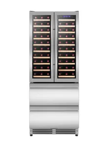 600L Triple Zone Double Door Built-In Compressor Wine And Beverage Cooler 100 Bottles 169 Cans Wine Cooler Fridge