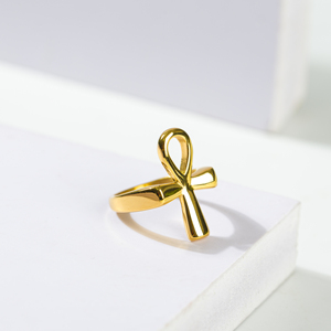 แหวนอังค์ สำหรับผู้ชาย/ผู้หญิง แหวนสแตนเลสสตีล ลายกางเขนอียิปต์ กุญแจแห่งแม่น้ำไนล์ แหวนคลาสสิก แอฟริกา อียิปต์ เครื่องประดับคู่รัก แหวนวาเลนไทน์ ของขวัญ - Product Image 1