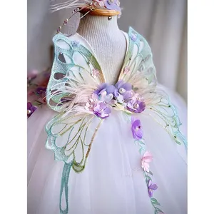 Beliebte maßge schneiderte Hochzeit Applique Spitze Tüll Prinzessin Günstige Kinder Kleider Blumen Mädchen Kleider