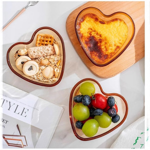 Bol en verre borosilicate épais en forme de cœur ambré, pour céréales, desserts, yaourts, vaisselle pour fêtes, usage adulte - Product Image 2