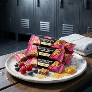 Barre de <span class=keywords><strong>yaourt</strong></span> grecque aux baies <span class=keywords><strong>et</strong></span> aux noix, miel <span class=keywords><strong>et</strong></span> canneberge, gâteau à froid 25g, petit-déjeuner, collation - Product Image 5