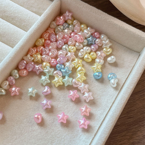 50 pièces de breloques pour ongles en forme d'étoile 3D, de cœur et de perle, irisées, pastel, formes mélangées, accessoires mignons pour la décoration des ongles, bricolage - Product Image 5