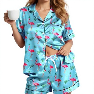 SADI Pijama elegante vintage sexy de satén sin mangas de longitud completa para mujer J2670 - Product Image 3