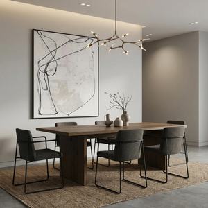 Peinture abstraite texturée à lignes neutres minimalistes, 100% peinte à la main sur toile, décoration intérieure, œuvre d'art pour la maison - Product Image 1