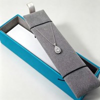 Boîte à bijoux personnalisée bleue avec ruban en satin, boîte rigide en papier coulissante pour collier, bracelet, bague, boucles d'oreilles, cadeaux