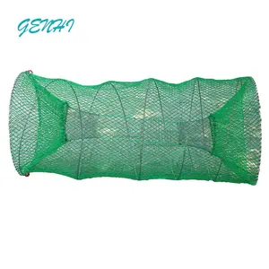 阿拉斯加鱼笼70x140cm绿色网眼弹簧折叠螃蟹钓壶装黑鳕鱼
