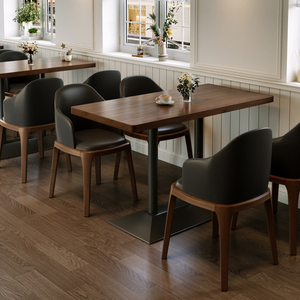 Banc mural en forme de <span class=keywords><strong>L</strong></span> en PU moderne avec table en bois et structure en fer pour restaurants, cafés et boulangeries commerciaux - Product Image 5