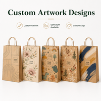 Sacs cadeaux en papier kraft avec poignées en papier, logo personnalisé, emballage recyclable pour les boutiques de vêtements, les épiceries, les petites entreprises, la vente en gros