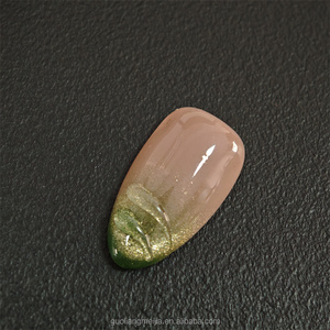 Faux ongles à pression <span class=keywords><strong>vert</strong></span> dégradé avec motif floral 3D, forme amande, pour usage quotidien et <span class=keywords><strong>manucure</strong></span> de fête - Product Image 3