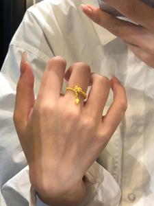Anillo de Dedo con Diseño de Dragón Chapado en Oro de Estilo Chino para Mujer, Anillo de Índice Esmerilado de Boca Abierta de Estilo Étnico - Product Image 3