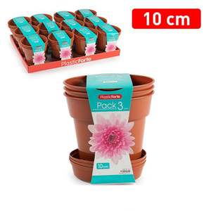 Juego de 3 Macetas de Jardín y 1 Maceta de 10 cm, Diseño Simple, Paquete de Macetas y Jardineras para Decoración de Exteriores - Product Image 1