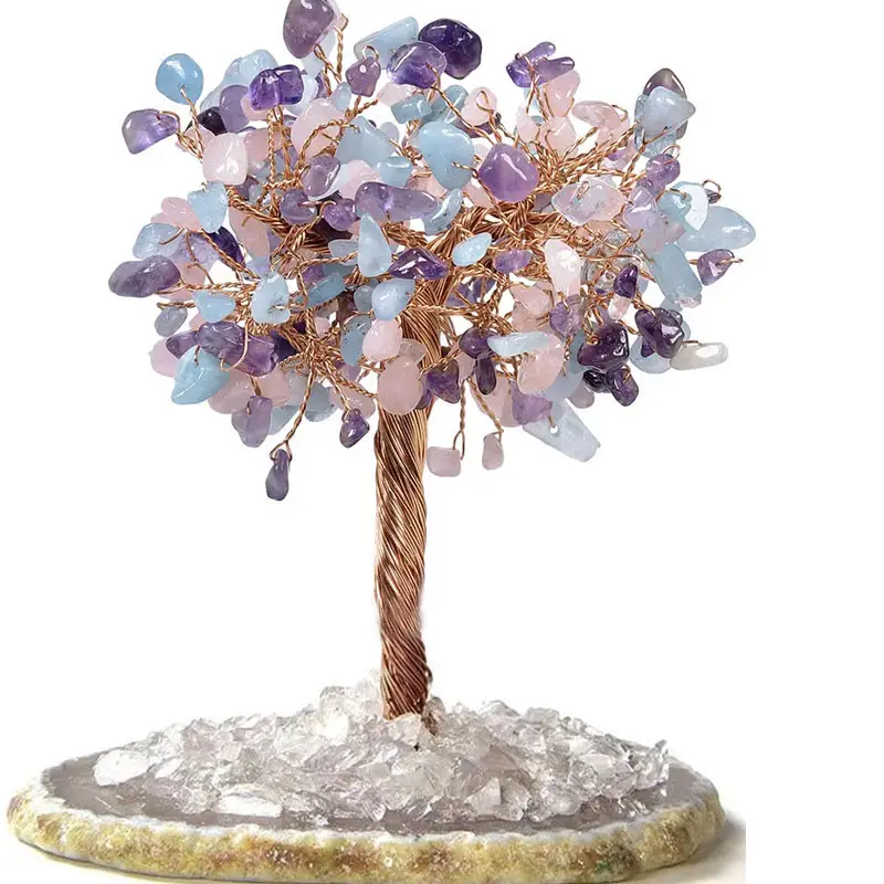 Wholesale natural crystal gemstone fortune money tree feng shui for home ornamental centerpieces