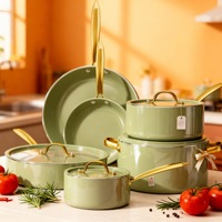 Geling Nouvelle Collection Luxe Batterie de Cuisine en Aluminium Professionnelle pour Induction, Fournisseur d'Usine, Vert