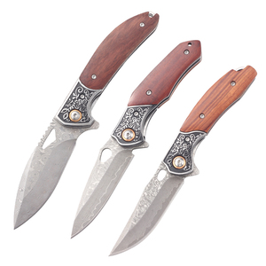 Coltello in Acciaio Damasco da Caccia con Punta a Goccia 20,3cm 18cm, Coltello Pieghevole Damasco Erma, Coltello Tascabile Damasco EMHTiii - Product Image 1