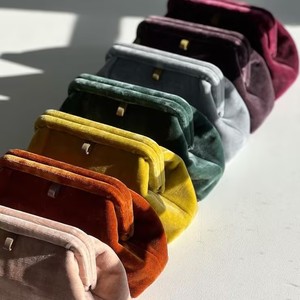New Arrival Multi Color <b>Velvet</b> Frame <b>Clutch</b> <b>Bag</b> Women Soft <b>Velvet</b> Evening Handbag For Wedding Party Banquet - Product Image 5