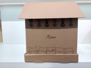 تخصيص OEM/ODM أثاث للقطط مقاوم للماء من الورق المقوى المموج، لعبة خدش مستطيلة بالكاتنيب، عش، بيت قطط، قفص قطط - Product Image 3